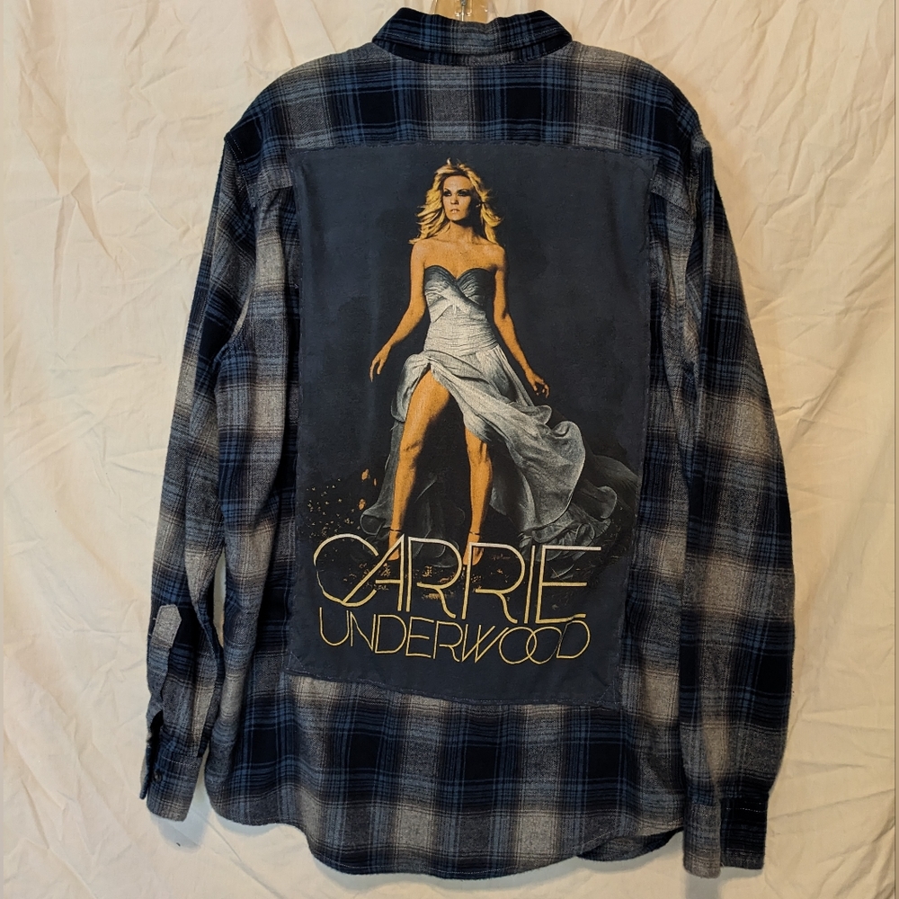 SOLD! Carrie Underwood Concert Plaid Flannel Shirt Hand Crafted Upcycled - Picture 1 of 10